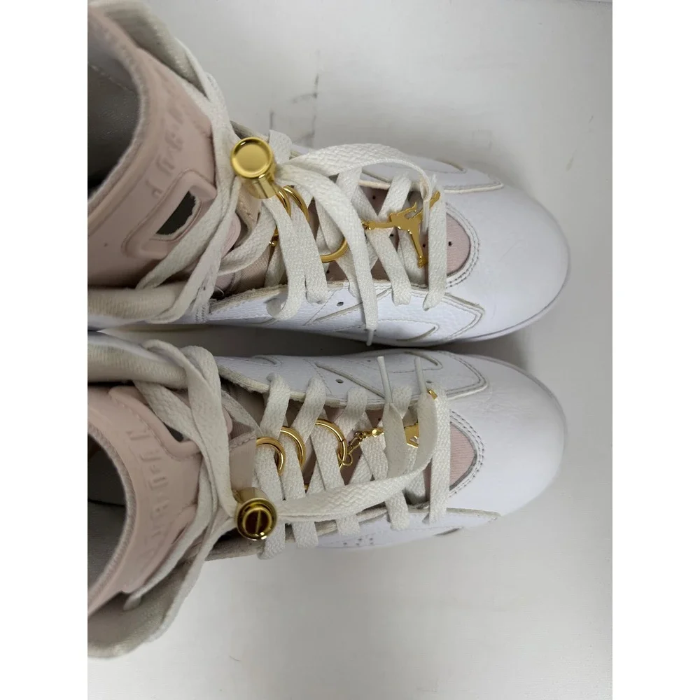 Nike Air Jordan 6 Retro Gold Hoops Women Size 8.5 White Pink Leather DH9696-100